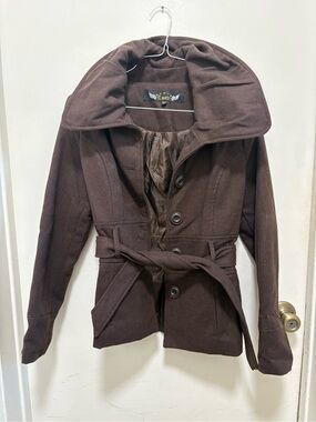 Brown Pea Coat with Belt